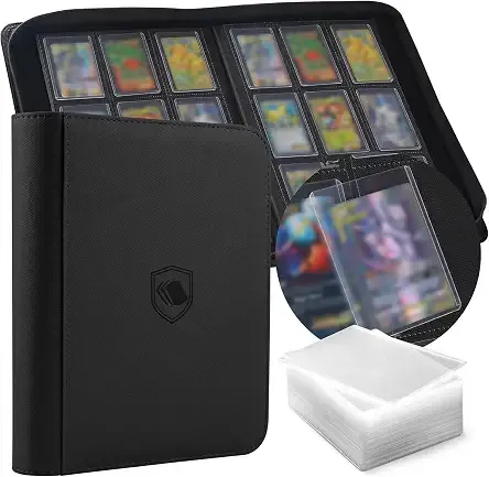 Top Loader Binder 9 Pocket, Holds 360 Toploaders, 100 Toploaders INCLUDED