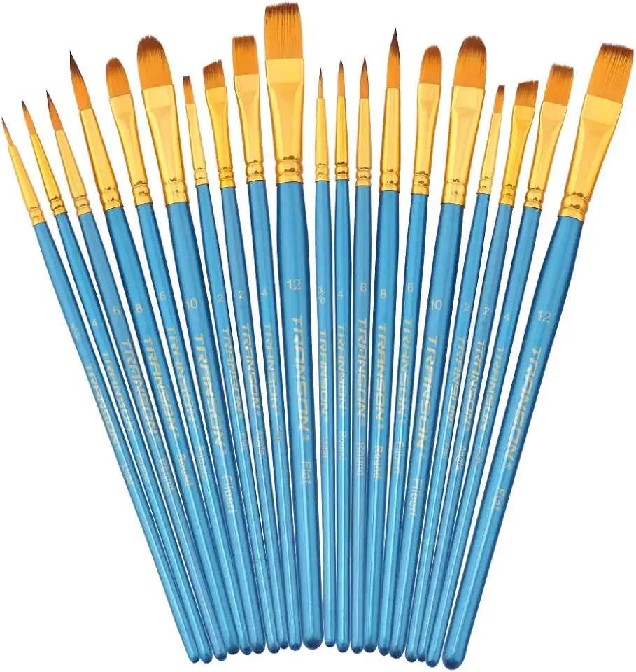 Transon 20pcs Bulk Artist Paint Brush Set for Acrylic Watercolor Gouache Hobby Craft Face Painting Blue