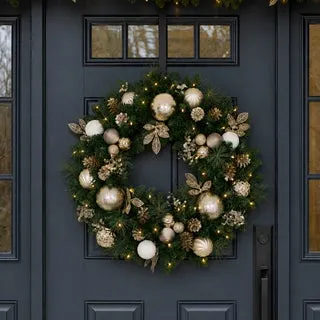 30" Decorated Wreath with Micro-LED Lights
