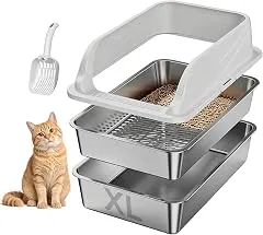 KISENG Stainless Steel Sifting Litter Box for P…