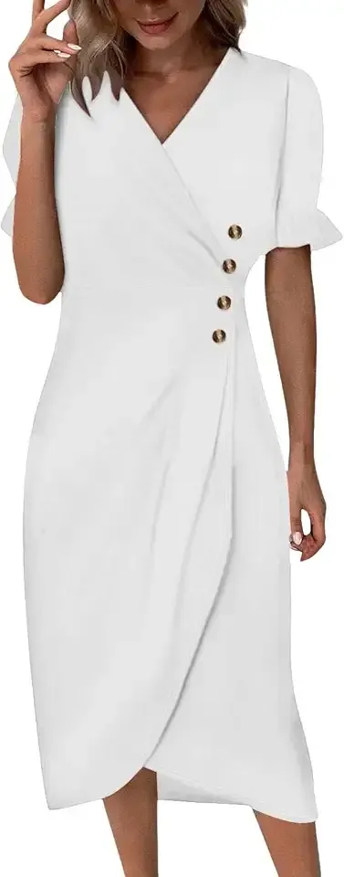 Beach Dresses for Women 2025 Summer Trendy Floral Boho Sundress Elegant V Neck Short Sleeve Irregular Hem Midi Dress