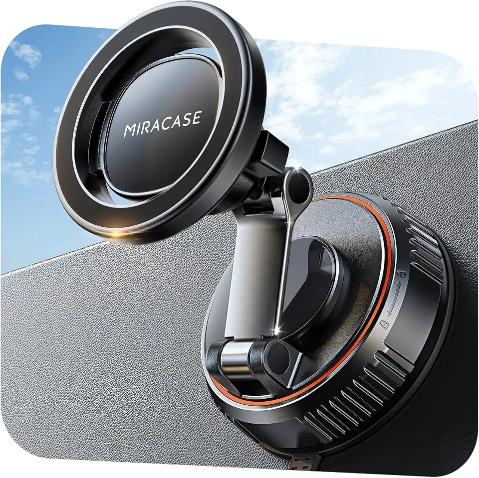 Miracase for MagSafe Car Mount[3800gf Strong Magnet & 90+LBS Suction Base]Magnetic Phone Holders for Your Car, 360° Adjustable Dashboard &Windshield Mount with Adhesive Suction Cup for All Smartphones