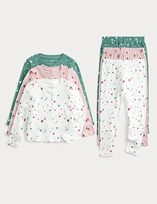 3 Pack Cotton Rich Ditsy Print Pyjama Sets (12 Mths-8 Yrs)