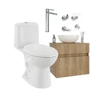 Combo de Baño: Sanitario One Piece Cima + Mueble Palermo Vessel Fresno Spazio + Grifería + Accesorios de Baño Corona