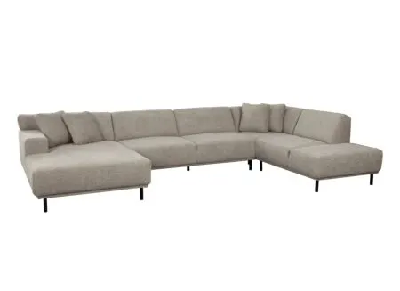 Hoeksalon Kent 390x230cm - stof - grijs