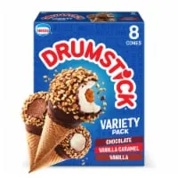 Drumstick Chocolate, Vanilla, Vanilla Caramel Cones Variety Pack, 8 Count