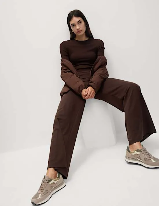 Jersey-Hose mit weitem Bein und Stretch