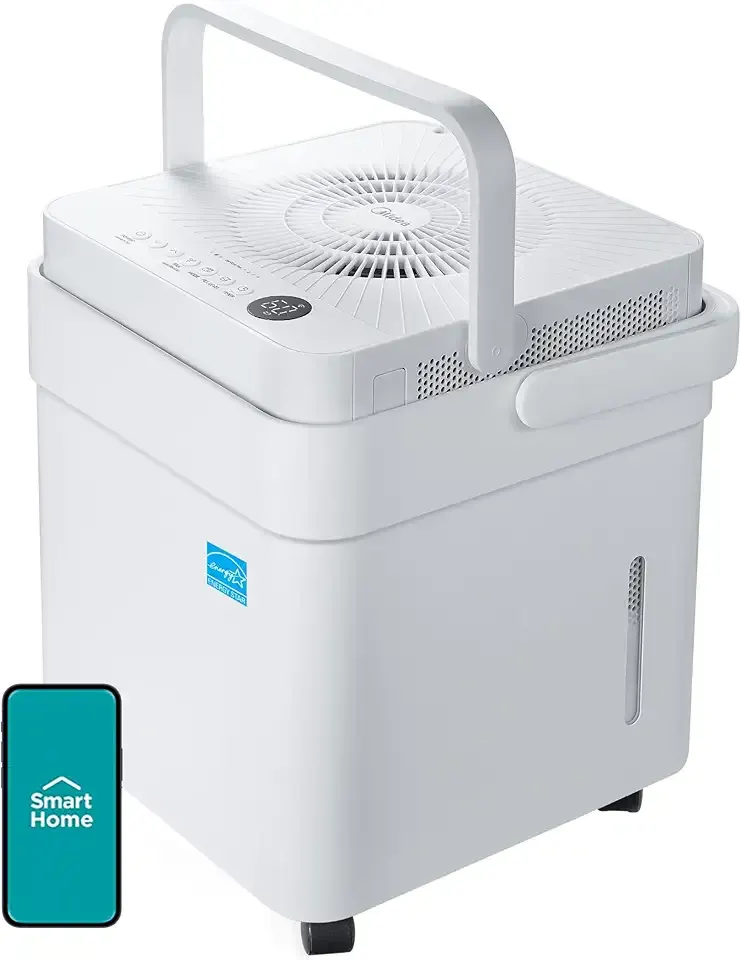 Midea Cube 20 Pint Dehumidifier for Basement, Up to 1,500 Sq. Ft. dehumidifier with drain hose, ENERGY STAR Certificated, Smart Control, Compatible with Alexa, White