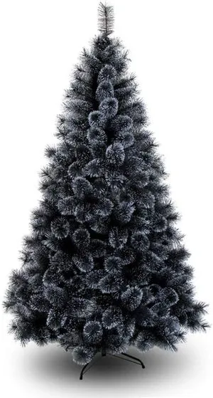 Árbol de Navidad Negro con Nieve Artificial Natural y Rellenado 180cm