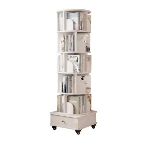 Biblioteca Giratoria Librero Organizador Libros Con Rueda y freno