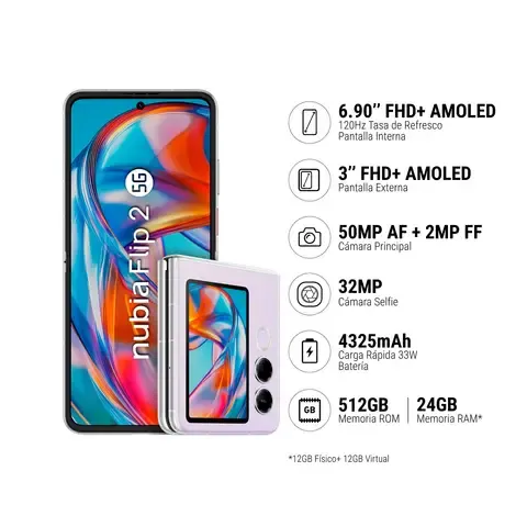 ZTE NUBIA FLIP 2 12+512GB - LILA