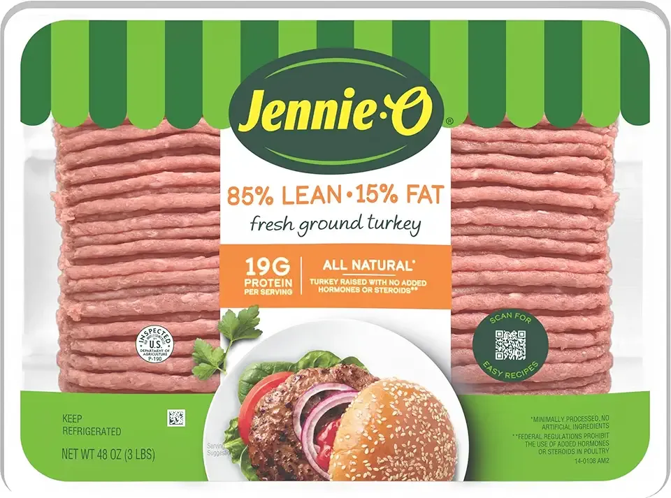 JENNIE-O Lean 85/15 Ground Turkey, Family-Sized 3 lb Package - Ground Turkey Meat for Meals