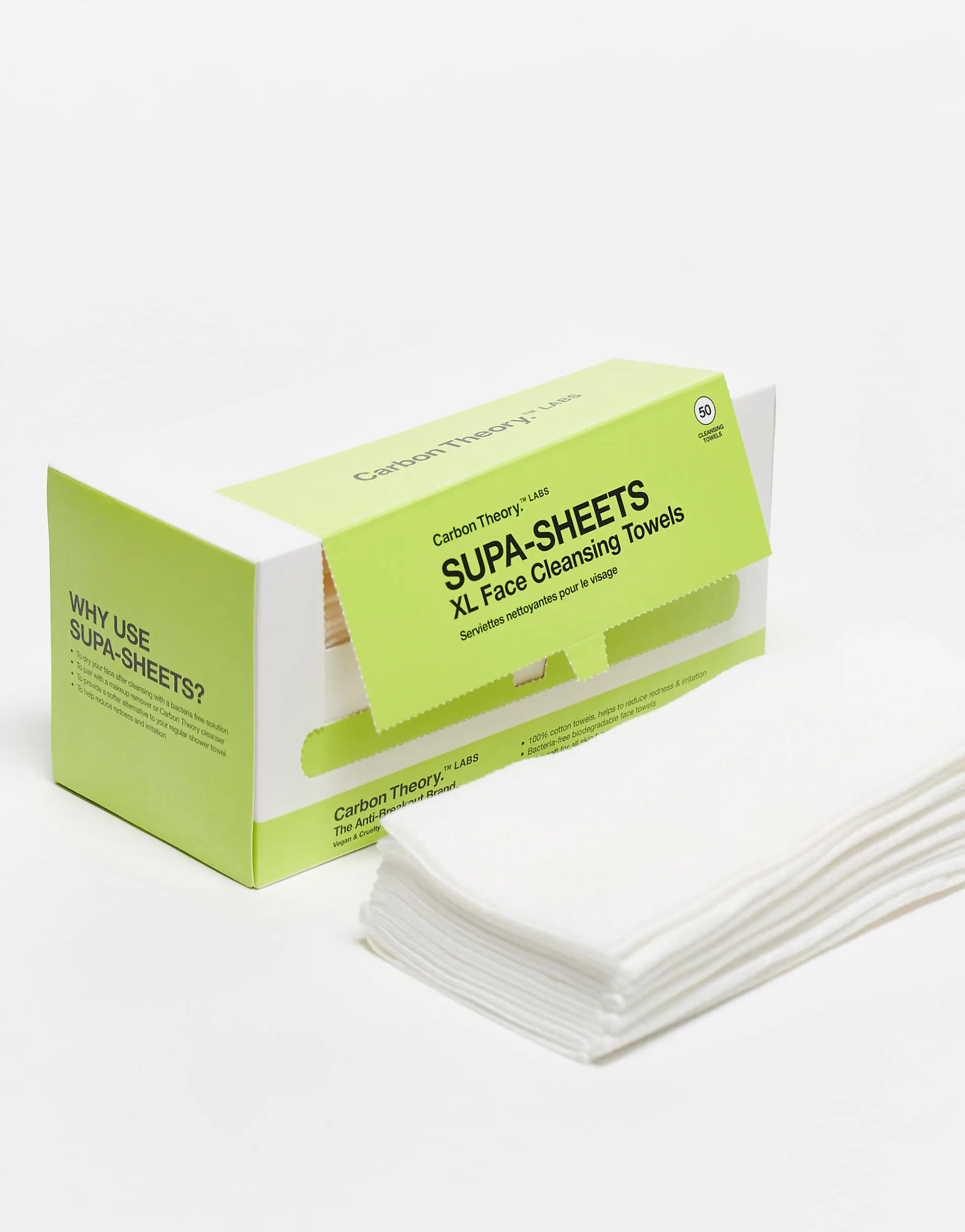 Carbon Theory Supa-Sheets XL Facial Cleansing Towels - x 50