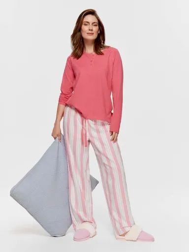Hot Pink Stripe 100% Cotton Flannelette Classic Pj Pant
