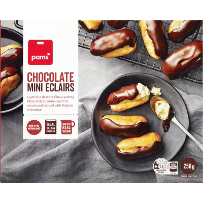 Pams Frozen Chocolate Mini Eclairs 250g