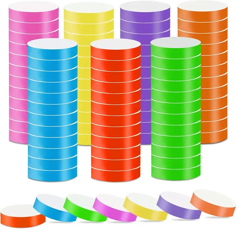 1400 Packs Paper Wristbands for Events, 7 Colors Waterproof Neon Party Wristbands Armband Paper Bracelets Identification Wristbands for Concert Club Bar Entrance Admission Party