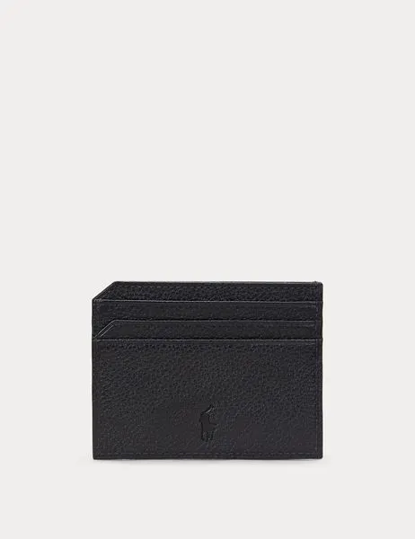 Small Pebbled Leather Card Case Black