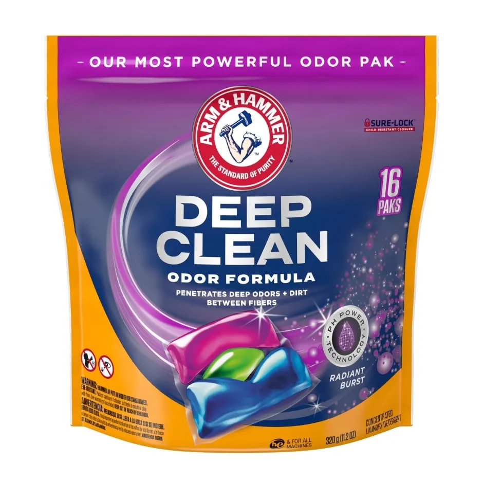 Arm & Hammer Deep Clean Odor Formula Laundry Detergent Power Paks, 16 ct.