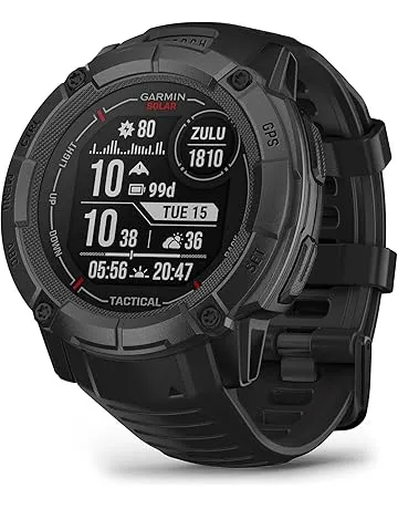 Garmin Instinct 2X Solar - Tactical Edition, Rugged GPS Smartwatch, Built-in Flashlight, Ballistics Calculator, Solar Charging Capability, Black