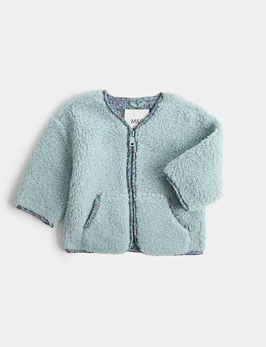 Borg Floral Trim Jacket (0-5 Yrs)