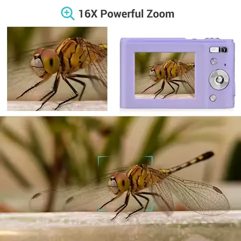 Andoer Portable Digital Camera 48MP 1080P 2.4-inch IPS Screen 16X Zoom Auto Focus Self-Timer Face Detection Anti-shaking