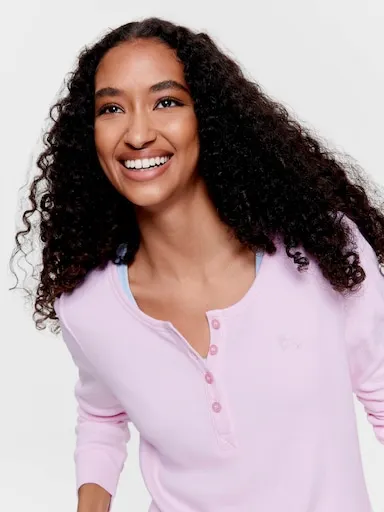 Classic Rib Henley Long Sleeve Top