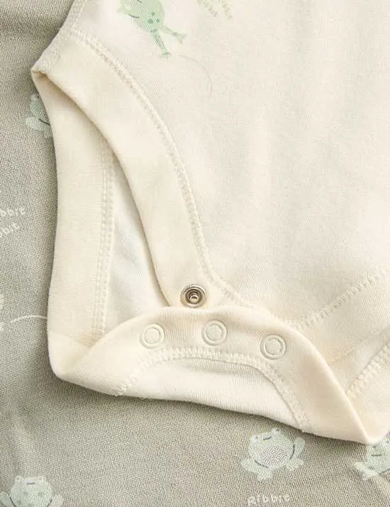 7 Pack Pure Cotton Frog Print Bodysuits (0-3 Yrs)