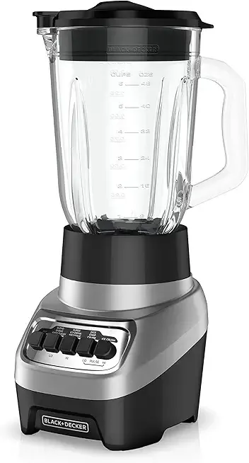 BLACK+DECKER PowerCrush Multi-Function Blender with 6-Cup Glass Jar, 4 Speed Settings, Silver