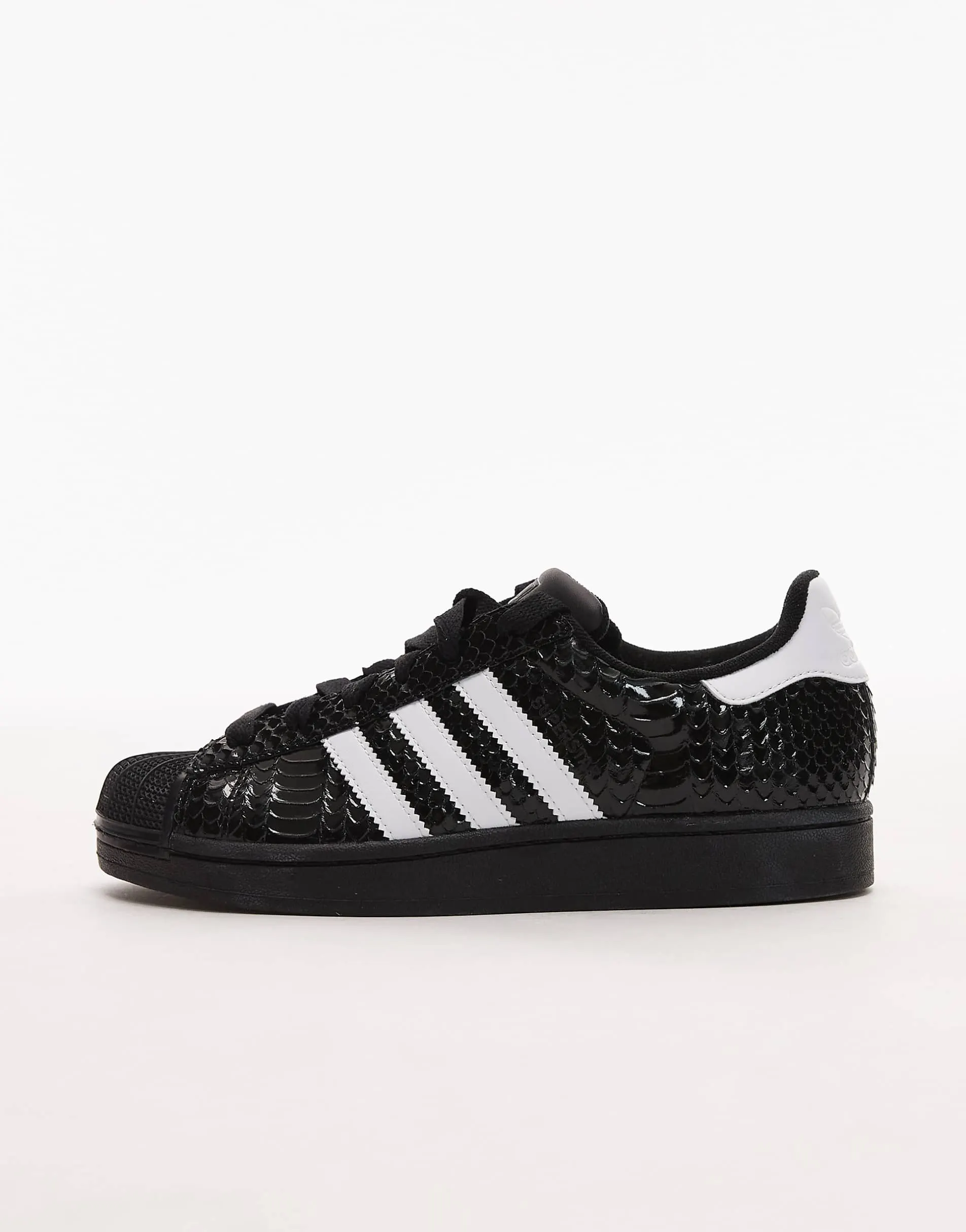 adidas Originals Superstar II croc print trainers in metallic black