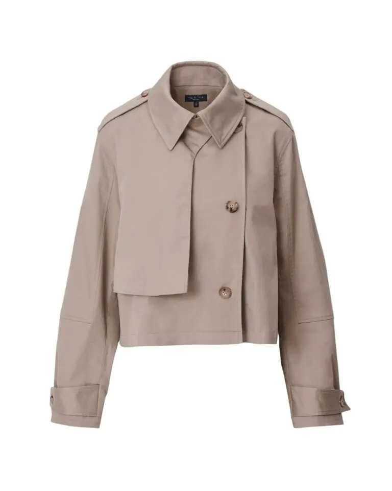 Jamie Cropped Trench Coat - Beige