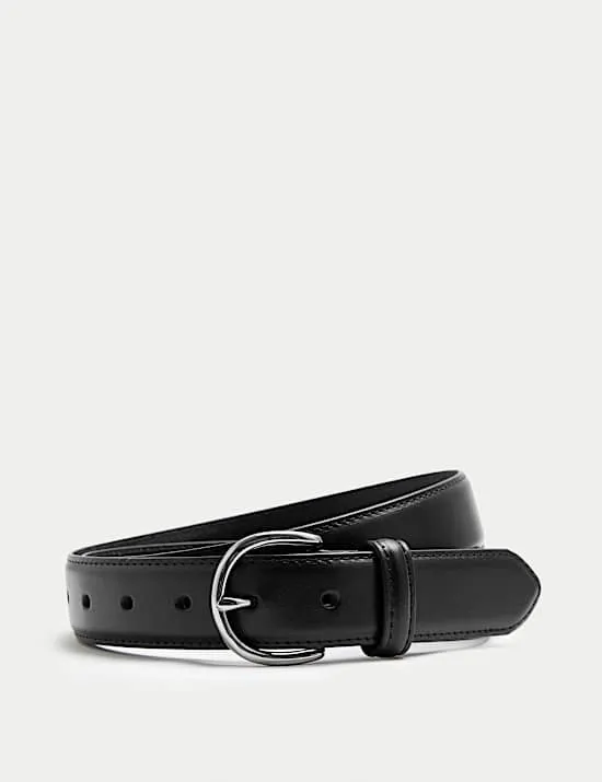 Textured Leather Buckle Belt