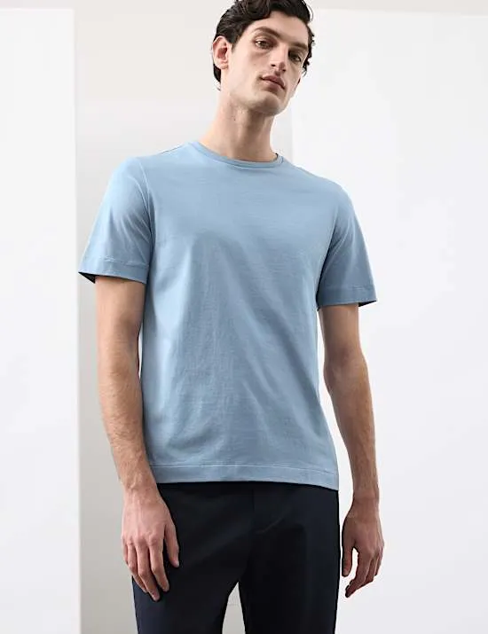 Sportliches rundhals-T-Shirt aus reiner Supima®-Baumwolle