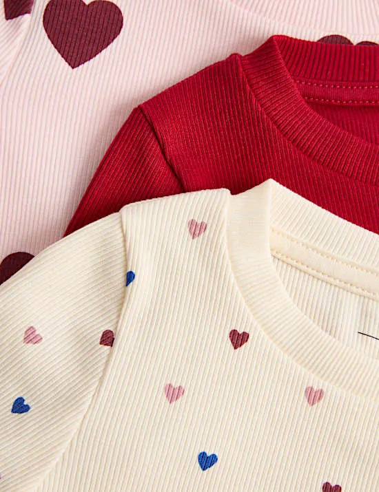 3 Pack Cotton Rich Heart Tops (2-10 Yes)