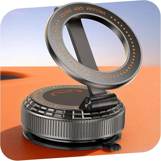visnfa Pure Zinc Alloy Vacuum Magnetic Phone Holders for Your Car [105+LBS Suction & 3800gf Magnetic] 360° Adjustable Magsafe Car Phone Holder Mount for iPhone 17 16 15 14 13 12 Series & Android