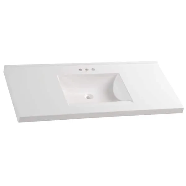 Glacier Bay 49 in.​ W x 22 in.​ D Cultured Marble White Rectangular Single Sink Vanity Top in White
