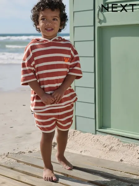 Rust Brown Stripe Towelling Top and Shorts Set (3mths-7yrs)