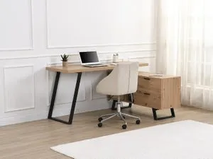 Escritorio esquinero con compartimentos de almacenamiento - MDF - Color: Natural y negro - NAYARO