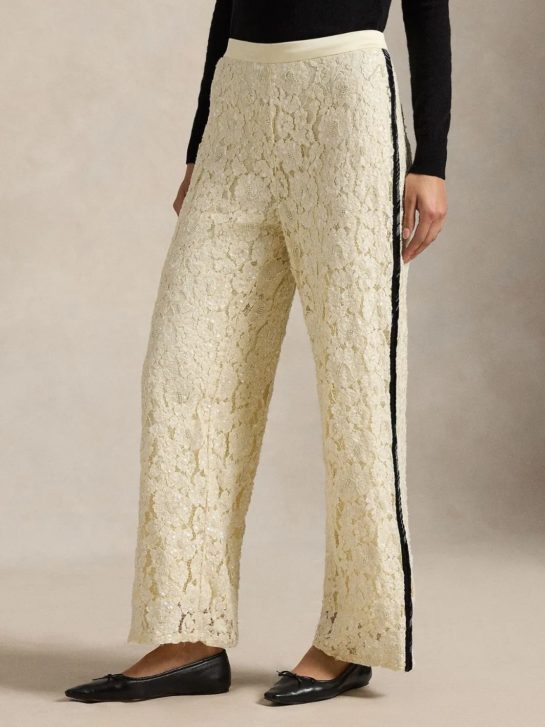 SEQUINed LACE PANTS