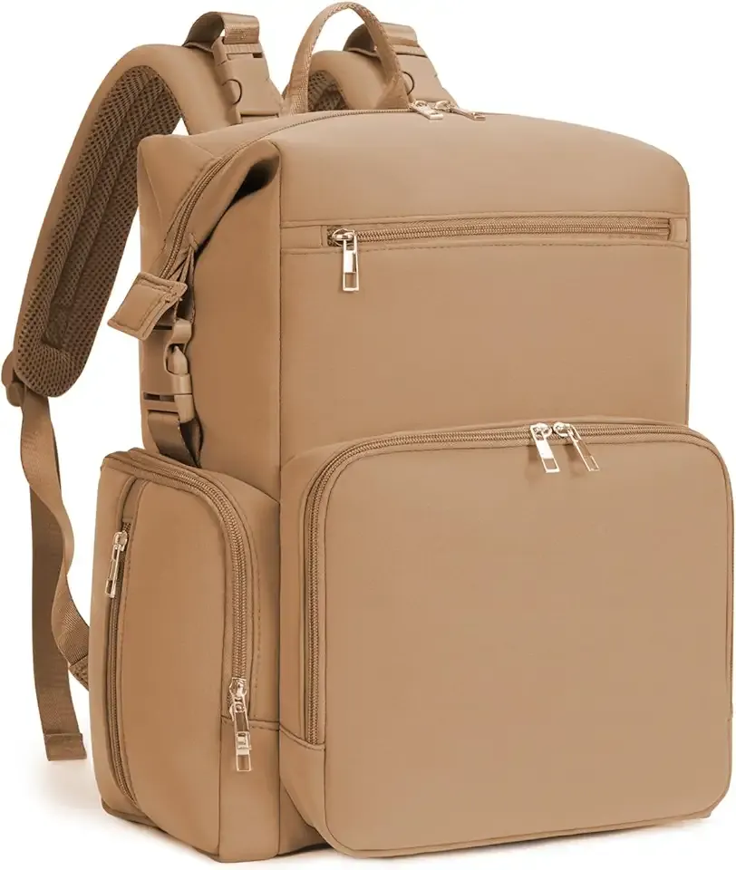 CEI-CEI Neoprene Diaper bag Backpack Waterproof Baby Changing Bags for Mom and Dad with Changing Pad Large Travel Maternity Tote with Insulated Pockets and Organised Compartments (Oat)