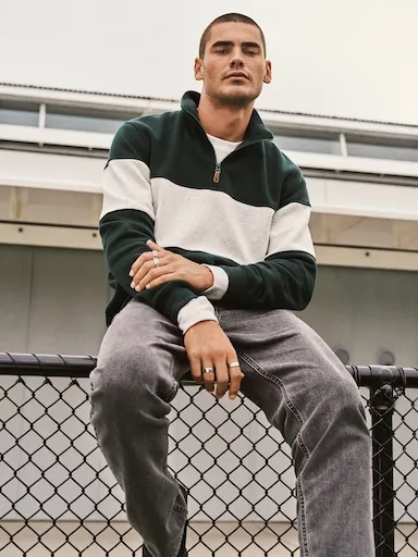 Just Jeans Quarter Zip Rugby Sweat