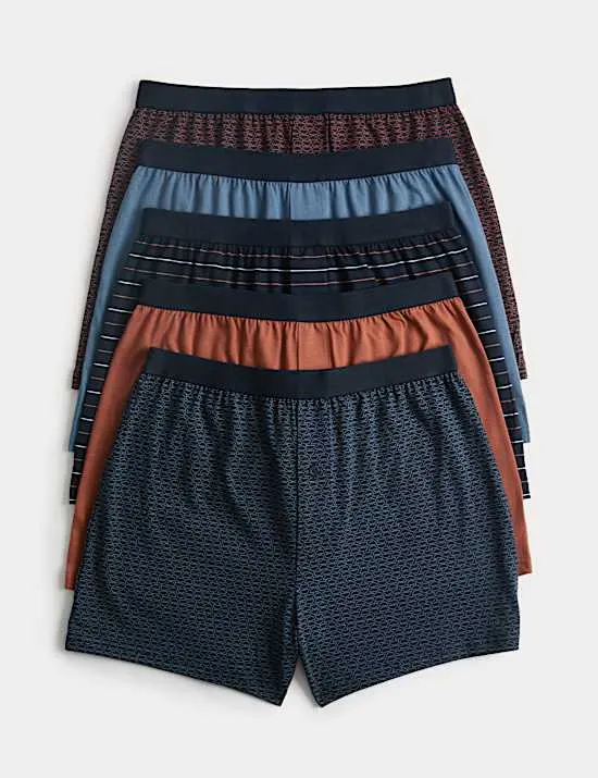 5er-Pack gestreifte Boxershorts aus reiner Baumwolle
