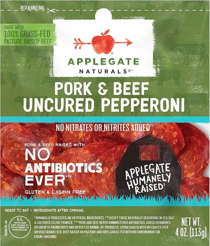 Applegate, Natural Uncured Pork & Beef Pepperoni, 4oz