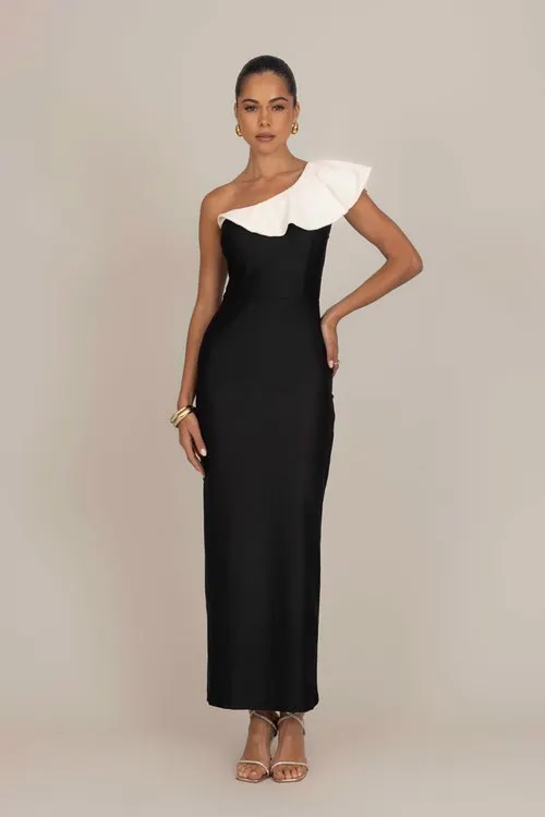 ROSIE RUFFLE MAXI DRESS​ - Cocktailkjole - black/white