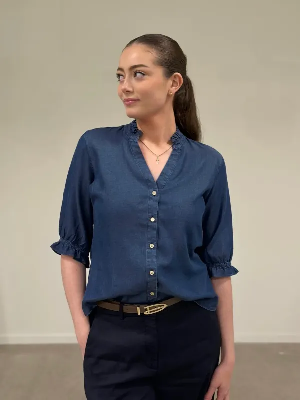 Lilith Blouse, Short sleeve Dark Blue
