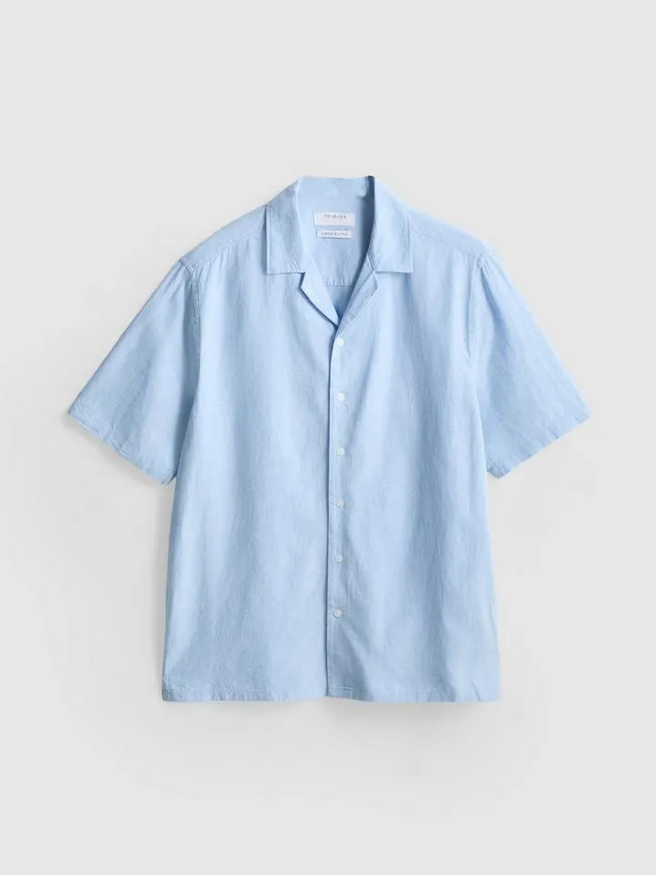 Chemise en lin mélangé à manches courtes