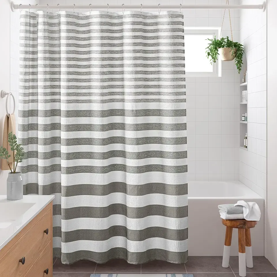 Madison Park Shower Curtain Spa Waffle Weave Shower Curtain for Bathroom 3M Scotchgard Moisture Management, Spa Quality Modern Shower Curtains for Bathroom, Standard 72x72 Grey Ombre