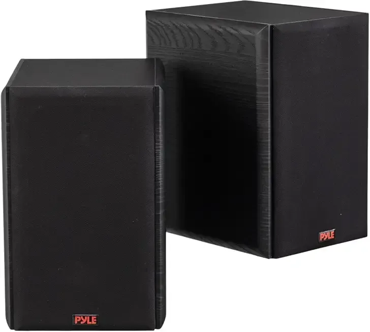 Pyle 5.25” Bookshelf Speakers, Pair of Wired Bookshelf Speakers with Wall Mount Brackets, 2-Way HiFi Home Theater with Paper Cone, Soft Dome Tweeter, Compact Design, 11.5” x 7.5” x 9.5”, Black