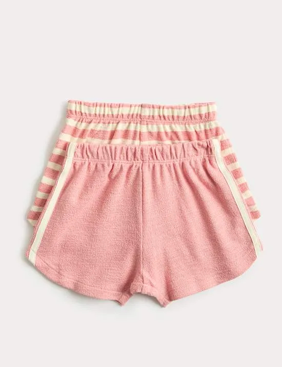 2er-Pack Shorts aus reiner Baumwolle mit seitlichen Streifen (0–5 Jahre)