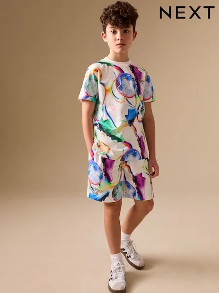 Multi Football Short Sleeve T-Shirt and Shorts Set (3-16yrs)