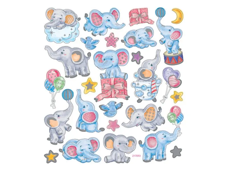 Klistremerker Elefanter - 15x17cm